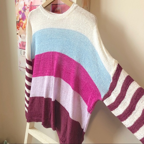 NWT Colorblock Slouchy Boyfriend Lightweight Sweatshirt Lagenlook Women's Small - Picture 5 of 8